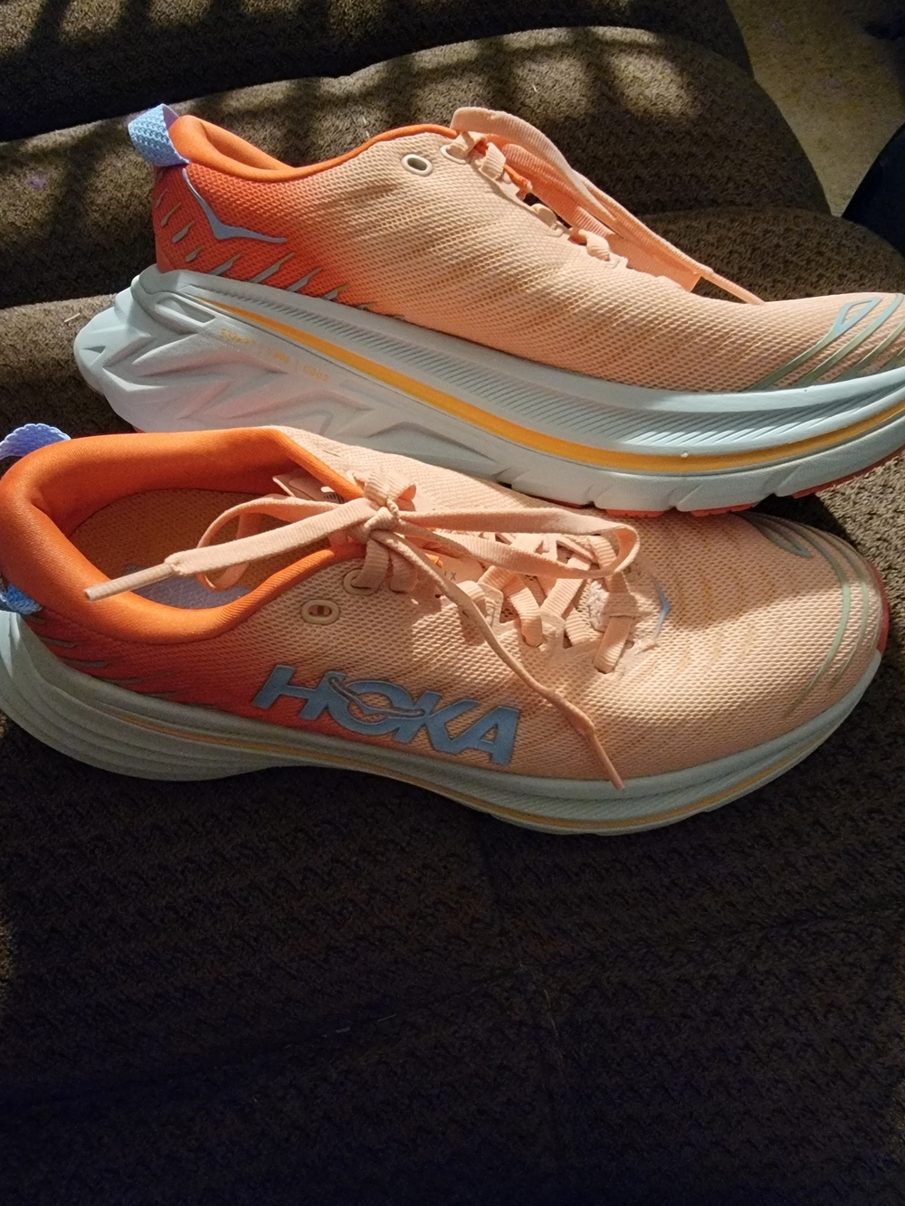 Hoka BONDI X Women's Peach/Light Blue Athletic Sneakers
